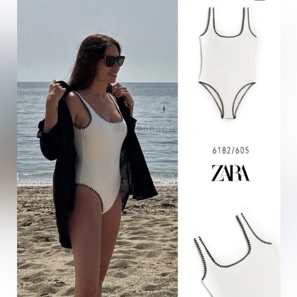 ZARA bathing suit -White Swimsuit with Black Trim